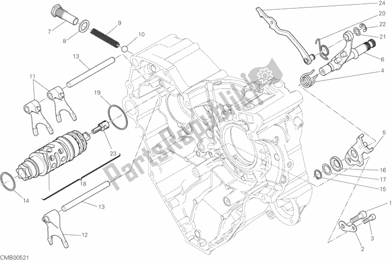 All parts for the Gear Change Mechanism of the Ducati Diavel Xdiavel Sport Pack Brasil 1260 2019